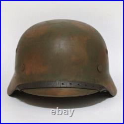 WW2 German M35 camo helmet complete with liner and chinstrap extra large size