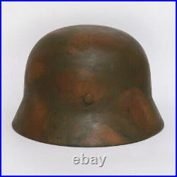 WW2 German M35 camo helmet complete with liner and chinstrap extra large size