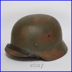 WW2 German M35 camo helmet complete with liner and chinstrap extra large size