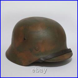 WW2 German M35 camo helmet complete with liner and chinstrap extra large size