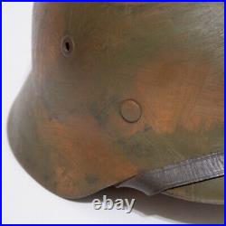 WW2 German M35 camo helmet complete with liner and chinstrap extra large size