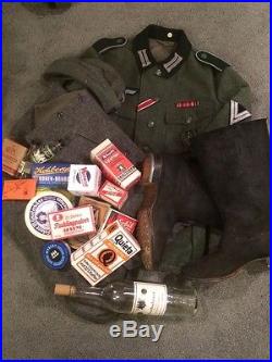 WW2 German M36 tunic, trousers, boots, and rations