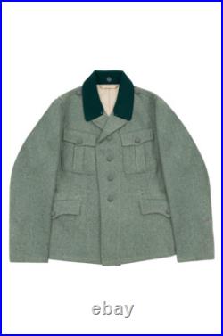 WW2 German M37 elite EM fieldgrey wool tunic Feldbluse deep green collar