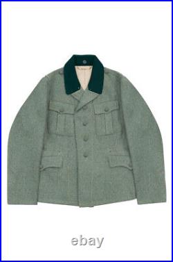 WW2 German M37 elite EM fieldgrey wool tunic Feldbluse deep green collar M