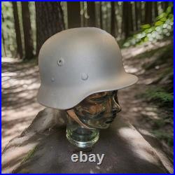 WW2 German Made M42 Helmet Finland Reused. Panzer Gray