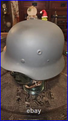 WW2 German Made M42 Helmet Finland Reused. Panzer Gray