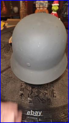 WW2 German Made M42 Helmet Finland Reused. Panzer Gray