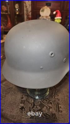 WW2 German Made M42 Helmet Finland Reused. Panzer Gray
