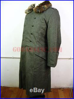 WW2 German Officer/General Pattern Field-grey Wool Fur-Lined OverCoat L