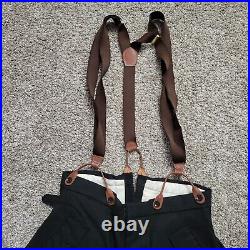 WW2 German Officer Riding Breeches with Suspenders WWII Black Grey