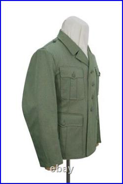 WW2 German Police EM Mottled Green Open Collar Summer Service Tunic