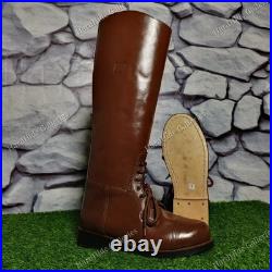 WW2 German Repro Brown Leather Jackboots Handmade WWII Military Combat Boots