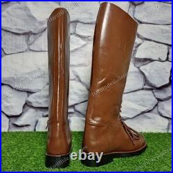WW2 German Repro Brown Leather Jackboots Handmade WWII Military Combat Boots