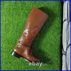 WW2 German Repro Brown Leather Jackboots Handmade WWII Military Combat Boots