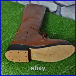 WW2 German Repro Brown Leather Jackboots Handmade WWII Military Combat Boots