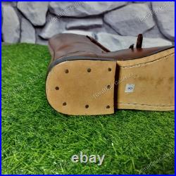 WW2 German Repro Brown Leather Jackboots Handmade WWII Military Combat Boots