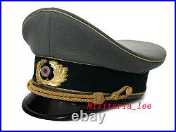 WW2 German Repro Heer General Field Gray Gabardine Visor Cap All Sizes