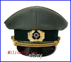 WW2 German Repro Heer General Field Gray Gabardine Visor Cap All Sizes