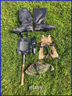 WW2 German Repro Lot Reenactor A Frame, Boots, bayonet frog, Helmet Cover