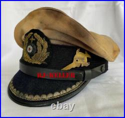 WW2 German U-boat Navy Military Captains Officers Visor Hat Cap 2 Covers(AGED)