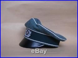 WW2 German WH Officer M34 Crusher Visor Cap Field Gray Wool Tricot SIZE58