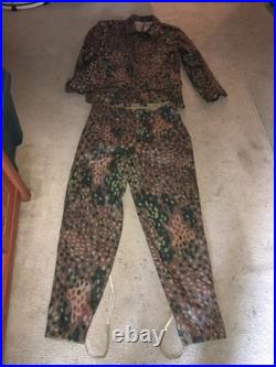 WW2 German Waffen SS M44 Pea Dot Camo Field Jacket & Pants. Vntg. REPRO. Large