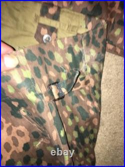 WW2 German Waffen SS M44 Pea Dot Camo Field Jacket & Pants. Vntg. REPRO. Large