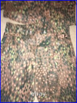 WW2 German Waffen SS M44 Pea Dot Camo Field Jacket & Pants. Vntg. REPRO. Large