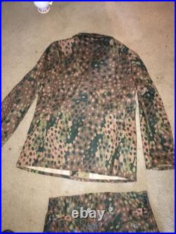 WW2 German Waffen SS M44 Pea Dot Camo Field Jacket & Pants. Vntg. REPRO. Large WW2 German Waffen SS M44 Pea Dot Camo Field Jacket & Pants. Vntg. REPRO. Large
