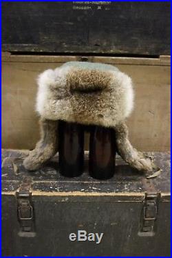 WW2 German Waffen Wehrmacht Winter Rabbit Fur Cap Stalingrad Eastern Front Cold