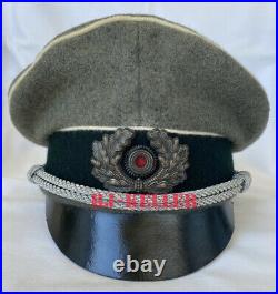 WW2 German Wehrmacht Army HEER Officers Crusher Visor Hat Cap 17th Brunswick Div
