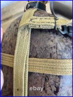 WW2 German wehrmachtHRE 43 DAK coconut canteen with repro straps (1) WWII