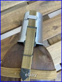 WW2 German wehrmachtHRE 43 DAK coconut canteen with repro straps WWII