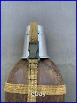 WW2 German wehrmacht HRE 43 DAK coconut canteen with repro straps WWII