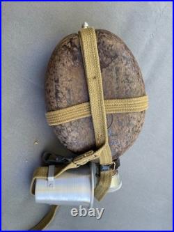 WW2 German wehrmacht HRE 43 DAK coconut canteen with repro straps WWII