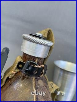 WW2 German wehrmacht HRE 43 DAK coconut canteen with repro straps WWII