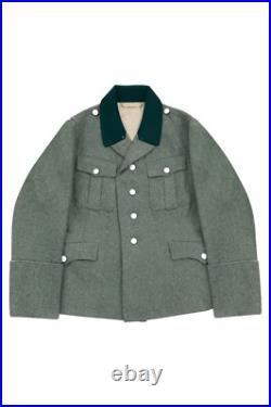 WW2 M35 Elite 1 Div. FieldGrey Wool Feldbluse 5 Buttons Deep Green Collar