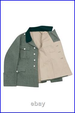 WW2 M35 Elite 1 Div. FieldGrey Wool Feldbluse 5 Buttons Deep Green Collar