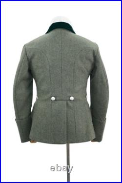 WW2 M35 Elite 1 Div. FieldGrey Wool Feldbluse 5 Buttons Deep Green Collar