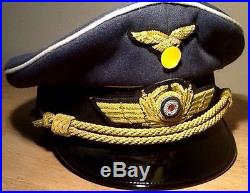 WW2 Museum Quality German Air Force General Officer's Visor Cap, Embroidered Acc