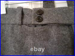WW2 REPRO German M1937 Steingrau Wool Straight Leg Trousers NOS 35 W