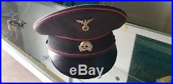 WW2 WWII GERMAN OFFICER MILITARY VISOR CAP early ss original pins