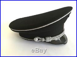 WW2 WWII German SS Elite Officer Hat M32 Cap Army Black Wool Badges Vtg Reprodu