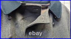 WW2 or Post German Military Grey Green Wool Greatcoat Army Trench Coat