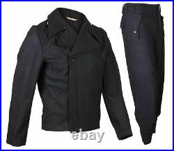 WWII GERMAN ELITE PANZER BLACK WOOL RETRO JACKET TROUSERS SIZE S suit