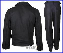 WWII GERMAN ELITE PANZER BLACK WOOL RETRO JACKET TROUSERS SIZE XL suit