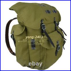 WWII GERMAN Heer Rucksack Mountain Trooper Canvas Backpack With Leather Strap