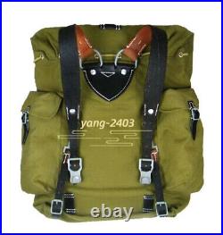 WWII GERMAN Heer Rucksack Mountain Trooper Canvas Backpack With Leather Strap