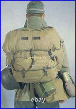 WWII GERMAN Heer Rucksack Mountain Trooper Canvas Backpack With Leather Strap