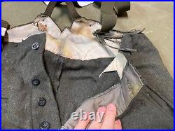 WWII GERMAN M1940 M40 WOOL COMBAT FIELD TROUSERS WithSUSPEND- SIZE LARGE 36 WAIST
